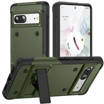 ELEHOLD Rugged Case for Google Pixel 7A,Hybrid Military Grade Drop Protection Built-in Hidden Kickstand Shockproof Armor Cover for Google Pixel 7a 6.1", Green