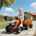 thumbnail image 2 of Qaba Kids Ride On Tractor with Trailor, 12V Kids Ride on Car, Orange, 2 of 10