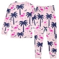 thumbnail image 2 of Palm Tree Flamingo Pattern Cotton Pajamas 2 Piece Set Sleepwear Soft and Comfortable Homewear Nightwear, 2 of 7