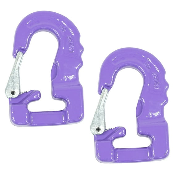 2 Pack 1 Ton Round Sling Hook with Safety Latch – 2,600 lbs WLL Heavy Duty Rigging Hook for Round Nylon Slings, Lifting & Hoisting Equipment - Purple