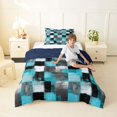 thumbnail image 4 of Homewish Vintage Blue Checkered Twin Comforter Sets,Grunge Abstract Art Bedding Set,Navy Blue Reversible,2-Piece,1 Comforter and 1 Pillowcase, 4 of 7