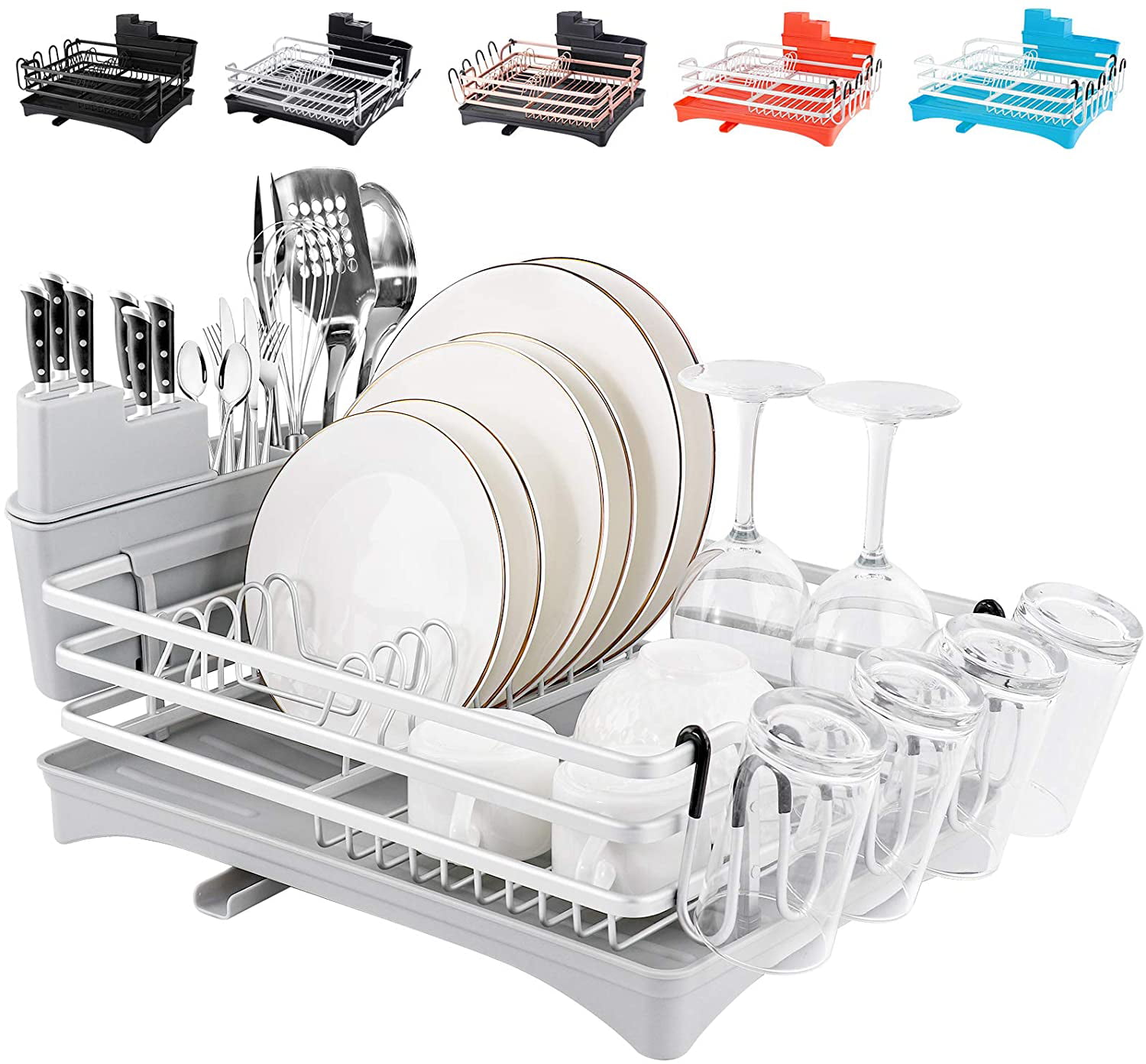 DDH Premium Aluminum Dish drying rack and drainboard set  
