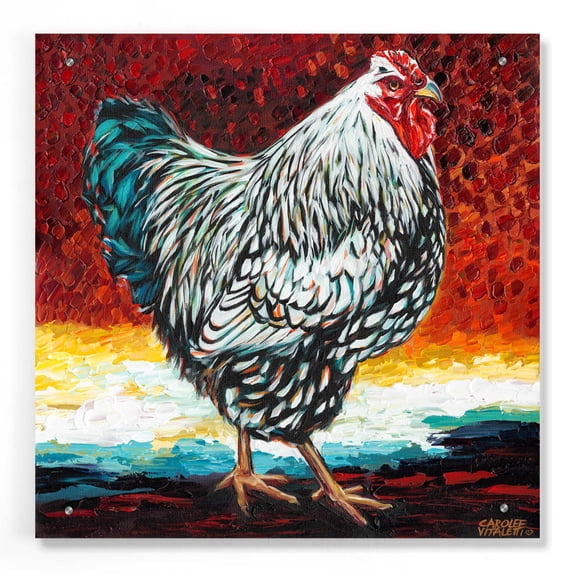 Epic Art 'Fancy Chicken I' by Carolee Vitaletti, Acrylic Glass Wall Art, 24"x24"
