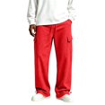thumbnail image 4 of Nestiefly Men's Cargo Sweatpants Wide Leg Baggy Track Pants Elastic Waist Drawstring Trousers with Pockets Red XL, 4 of 8