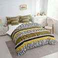 thumbnail image 3 of Manfei Wildlife Leopard Zebra 7 Pieces Bedding Comforter Set for Female Men,Bling Golden Glitter Full Bedding Set Lightweight,Geometric Stripes Fitted Sheet Flat Sheet,Breathable Home Decor, 3 of 8