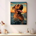 thumbnail image 2 of Rhodesian Ridgeback Canvas Wall Art Framed Great Wave Oil Painting Stretched and Framed Artsy Romantic Wall Paintings Girlfriend gift for Living Room Bedroom Bathroom Office Wall Décor, 2 of 4