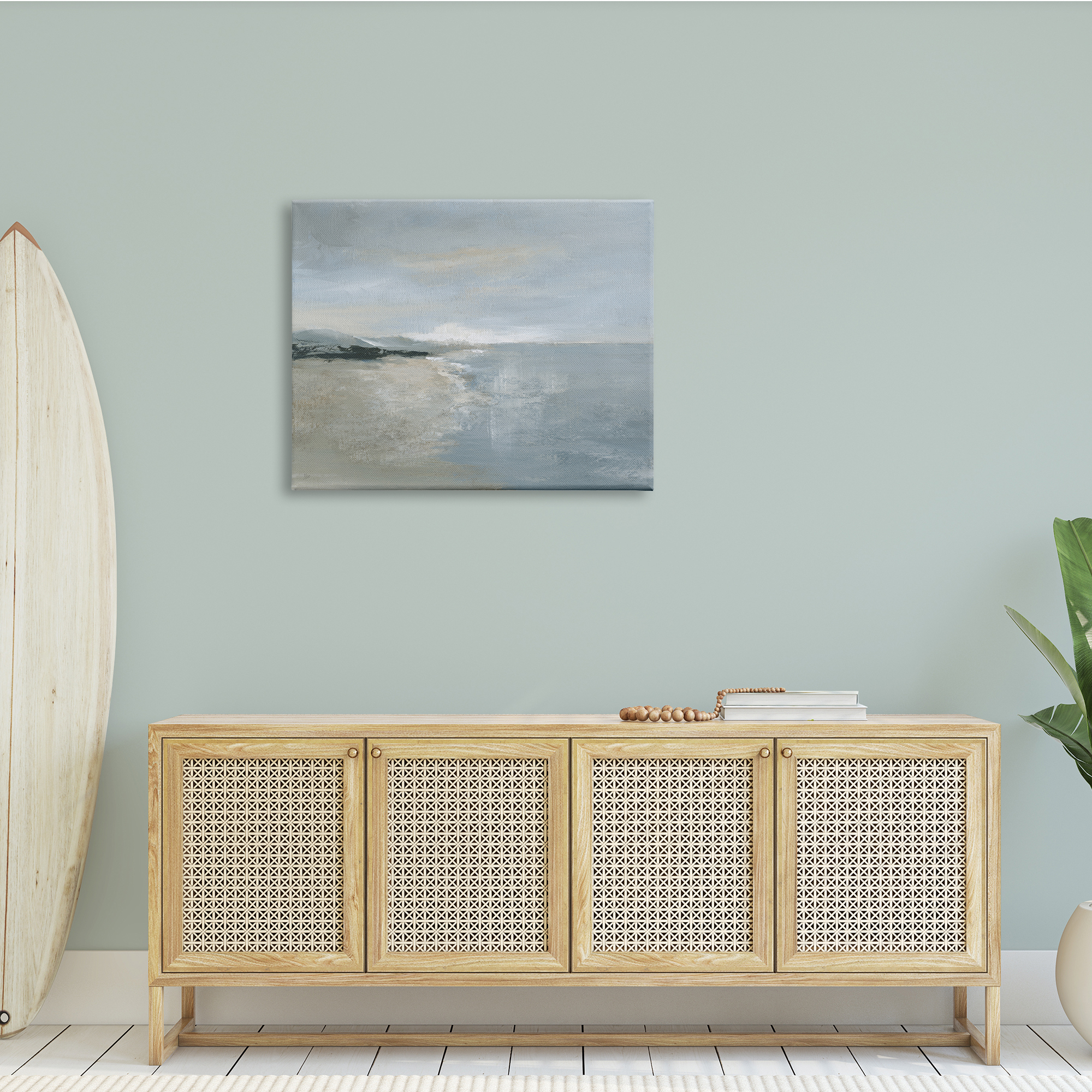 Stupell Indtries Murky Sky Beach Coast Abstract Landscape Cloudy Horizon,40 x 30,Design by Nan