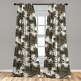 thumbnail image 2 of Tropical Window Curtains, Earthy Colored Exotic Pattern with Jungle Life Leaves Grunge Retro Effect, Lightweight Decor 2-Panel Set with Rod Pocket, Pair of - 28"x84", Dark Taupe White, by Ambesonne, 2 of 3