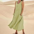 thumbnail image 3 of Robe Sans Manches en Coton et Lin pour Femmes avec Poches Style Boho Robe de Plage, 3 of 3
