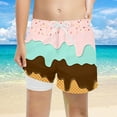 thumbnail image 2 of oqasdz Boys Girls Shorts Ice Cream Print Elastic Waist Breathable Swimwear Kids Child Outdoor Sports Casual Board Shorts Size 5 Y-6 Y, 2 of 4