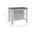 thumbnail image 4 of Knubmt Kitchen Island with 3 Open Shelf, Wood Island Table for Living Room, Dining Room, White + Brown, 4 of 7