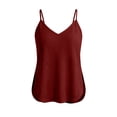 thumbnail image 6 of Women's Side Slit Textured Camisole Summer Petite V-Neck Sleeveless Tank Top Airy Adjustable Strap Beach Travel Tops Wine, 6 of 7