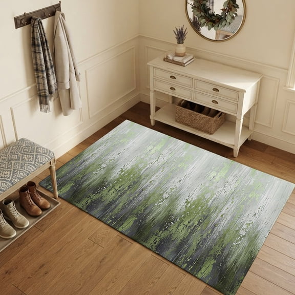 Area Rugs 3'x5', Abstract Green Carpet Runner Indoor Outdoor Rugs Home Decor Aesthetic, Modern Gradient Minimalist Mottled Art Non Slip Mats Washable Accent Rug for Living Room Bedroom
