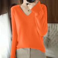 thumbnail image 2 of Duoif Womens Sweaters Light Sweaters for Women Long Sleeve Crew Neck Lightweight Soft Knitted Pullover Knitted Blouse Sweaters for Women Trendy Orange XL, 2 of 8