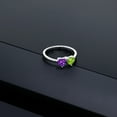 thumbnail image 4 of Gem Stone King 0.92 Cttw Heart Shape Purple Amethyst and Green Peridot Ring for Women | 925 Sterling Silver | 2-Stone Wedding Engagement Anniversary Promise Ring for Women | Size 5-9 | Size 6, 4 of 5
