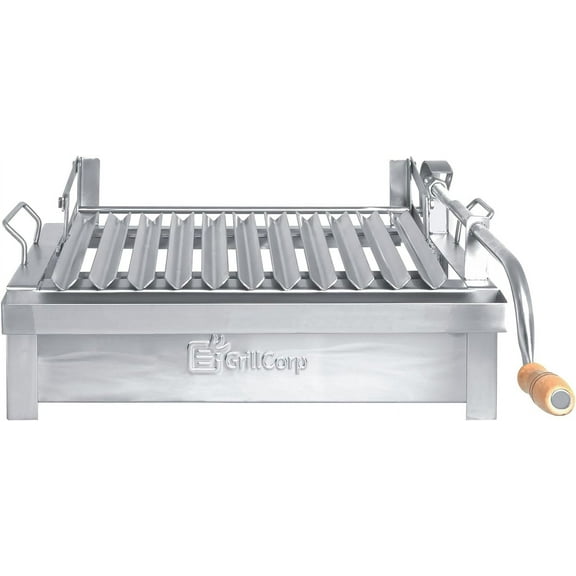 Junior Argentine Grill – Portable & Built-in 100% Stainless Steel BBQ with Lifting System & Drip Pan – Fits Junior Grillcorp Roasting Box – Outdoor Cooking & Camping Accessory