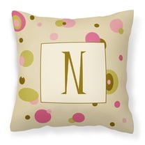 Caroline's Treasures CJ1004-NPW1414 Letter N Initial Monogram - Tan Dots Fabric Decorative Pillow, 14Hx14W, multicolor