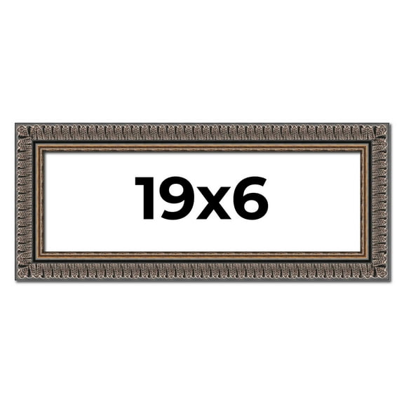 19x6 Frame Black Feather Payton Ornate Solid Wood Picture Frame Width 1.75 Inches | Interior Depth