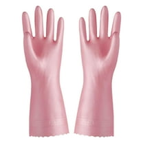 Beautynvta 1 Pairs Reusable Cleaning Gloves, Rubber Dishwashing Gloves, Flexible Waterproof Household Gloves for Laundry, Gardening, Pink