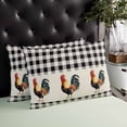 thumbnail image 4 of Black White Plaid Rooster Throw Pillow Covers, Vintage Farmhouse Checkered Rustic Soft Breathable Pillow Cases with Zipper for Sleeping, Small Pillowcases for Couch Bed Sofa Chair 16x24 Inches, 4 of 6