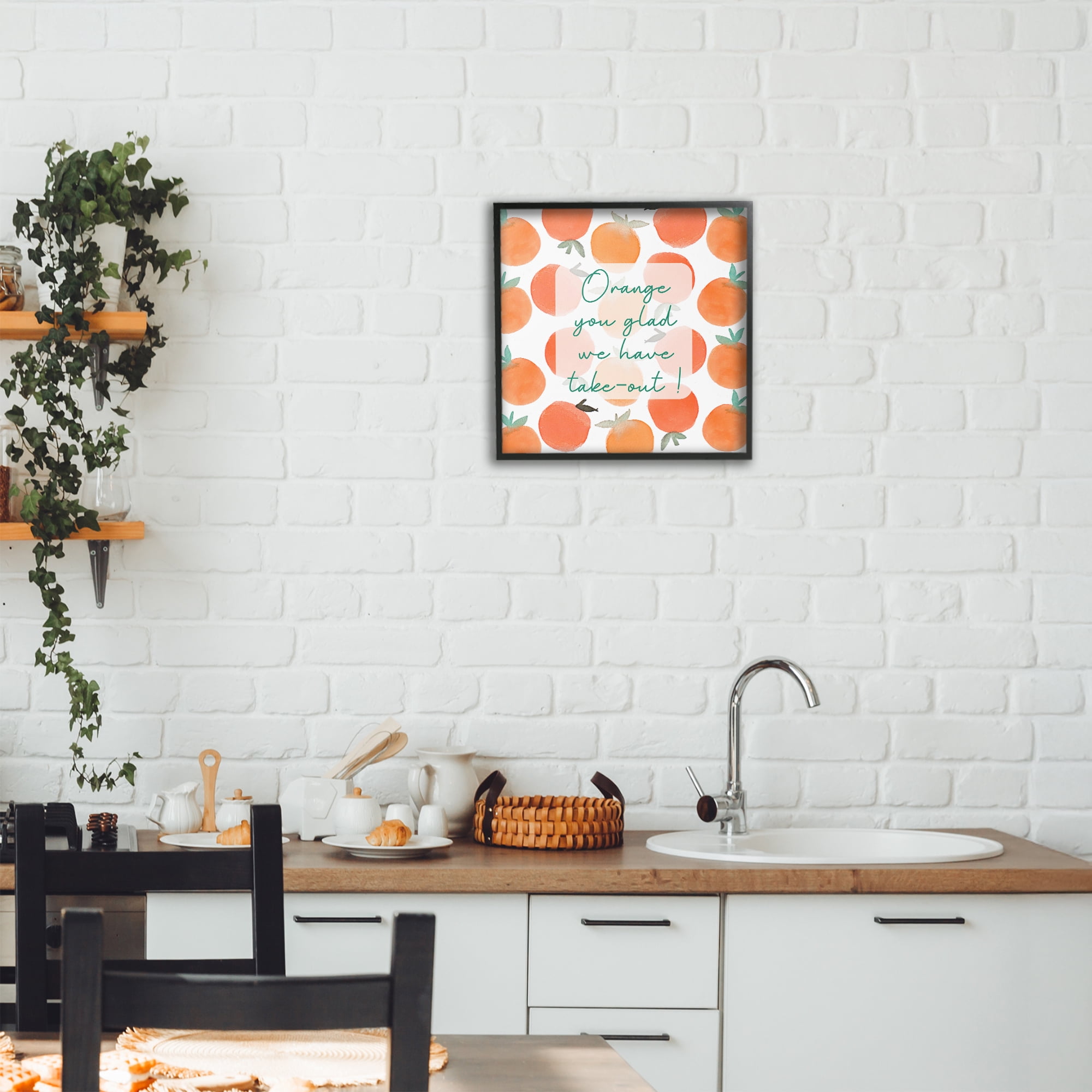 Stupell Industries Orange You Glad Black Framed Giclee Art, design by Emily Navas