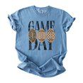 thumbnail image 3 of Game Day Football Shirt for Women Camo Leopard Graphic Tee, Blue Jean Shirt, M, 3 of 8