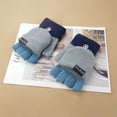 thumbnail image 2 of ManxiVoo Thermal Knitted Fingerless Gloves with Convertible Mittens for Winter Warmth Unisex Design Suitable for Outdoor Activities and Daily Use for Women and Men One Size Size Navy, 2 of 4