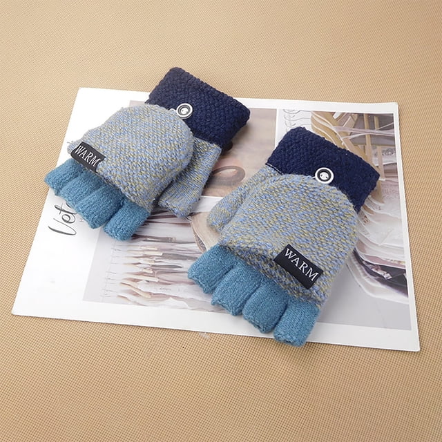 Gants Tricotés d'Hiver Sans Doigts Mitaines Chaudes pour Femmes et Hommes