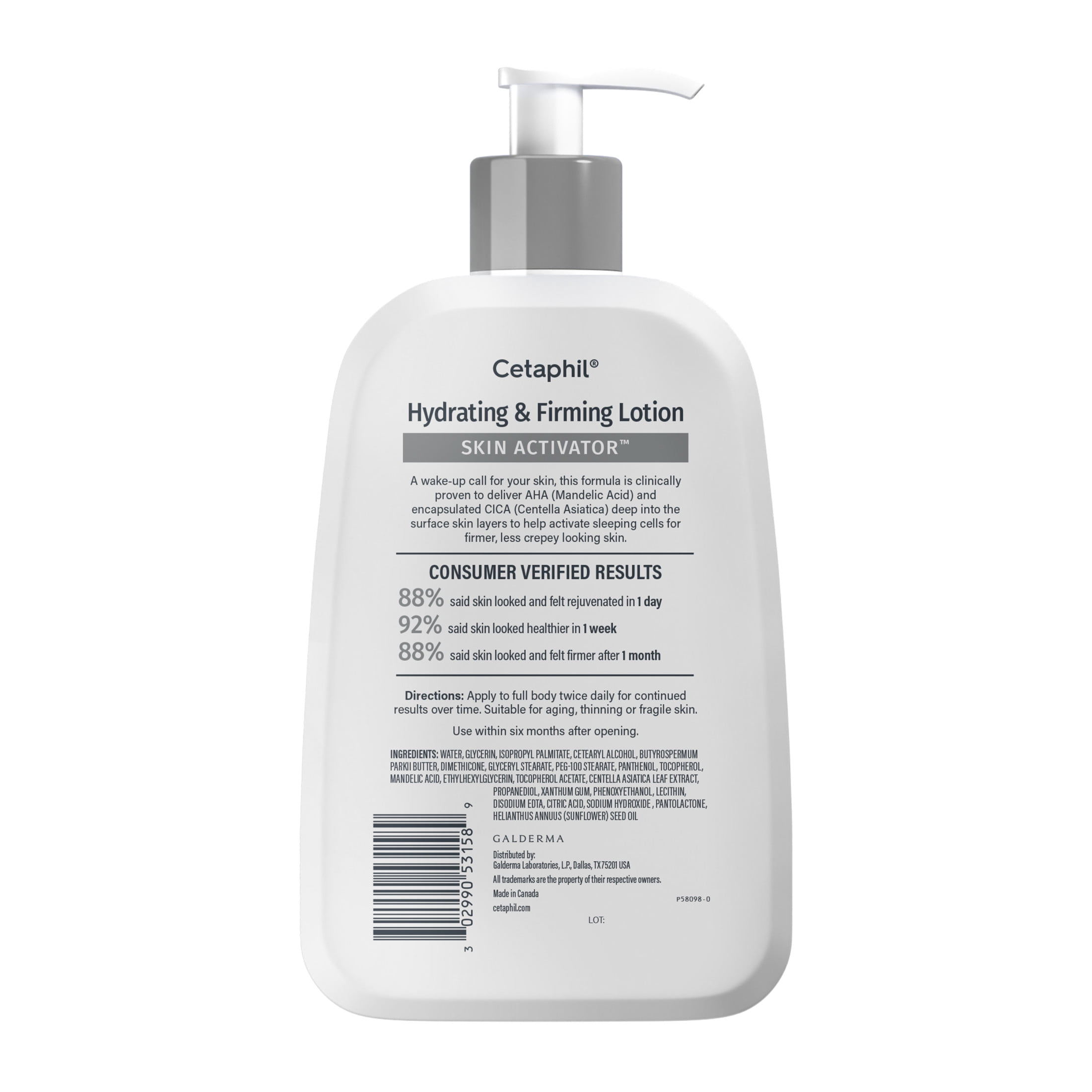 CETAPHIL Skin Activator Hydrating & Firming Body Lotion, Mandelic Acid (AHA) and Centella Asiatica (CICA) Body Moisturizer, Hydrates and Firms Aging Skin, Anti-Aging Body Skin Care​, 16 oz