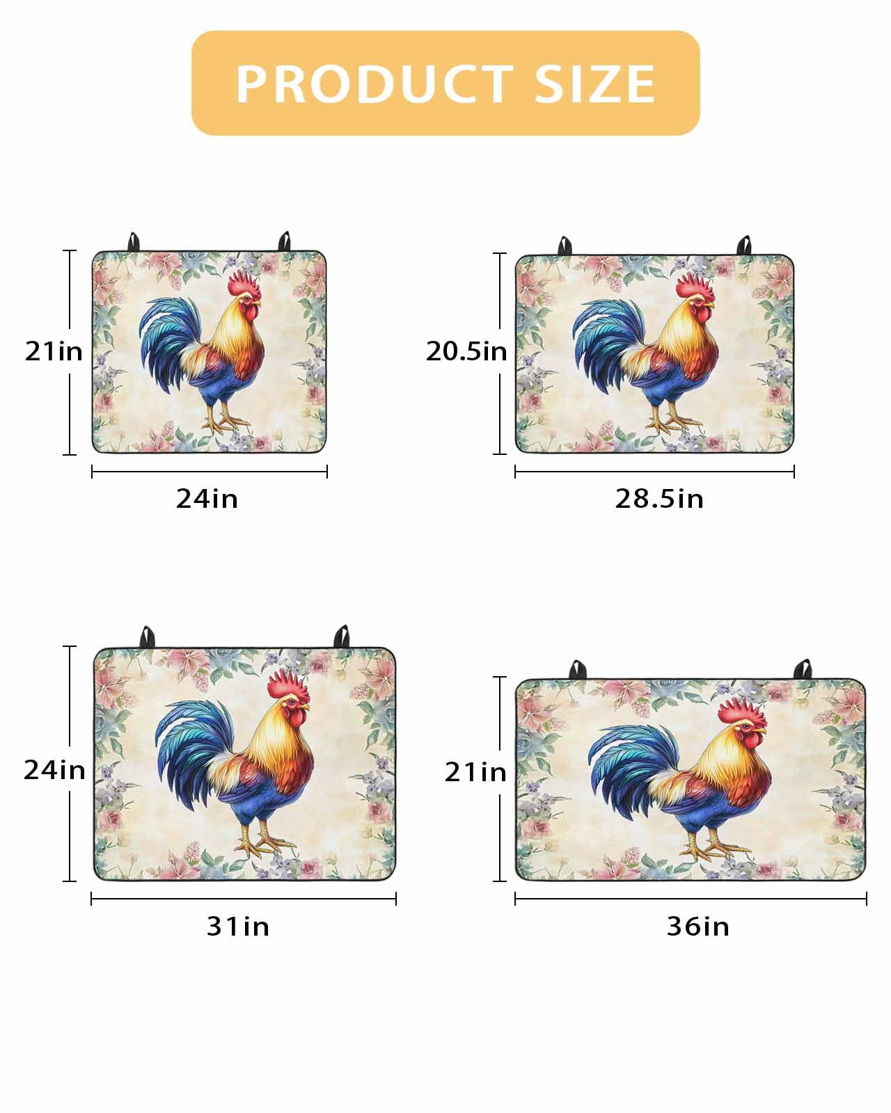 nqOlkjepod Large Induction Cooktop Protector Mat 24"x21", Farmhouse Chicken Stove Top Covers for Electric Stove, Watercolor Flowers Floral Farmhouse Stove Burner Cover Mats, Glass Top Stove Cover