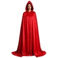 thumbnail image 3 of SAWOBUUN Unisex Satin Hooded Cloak Halloween Witch Cape Vampire Medieval Full Length Cloak, 3 of 7