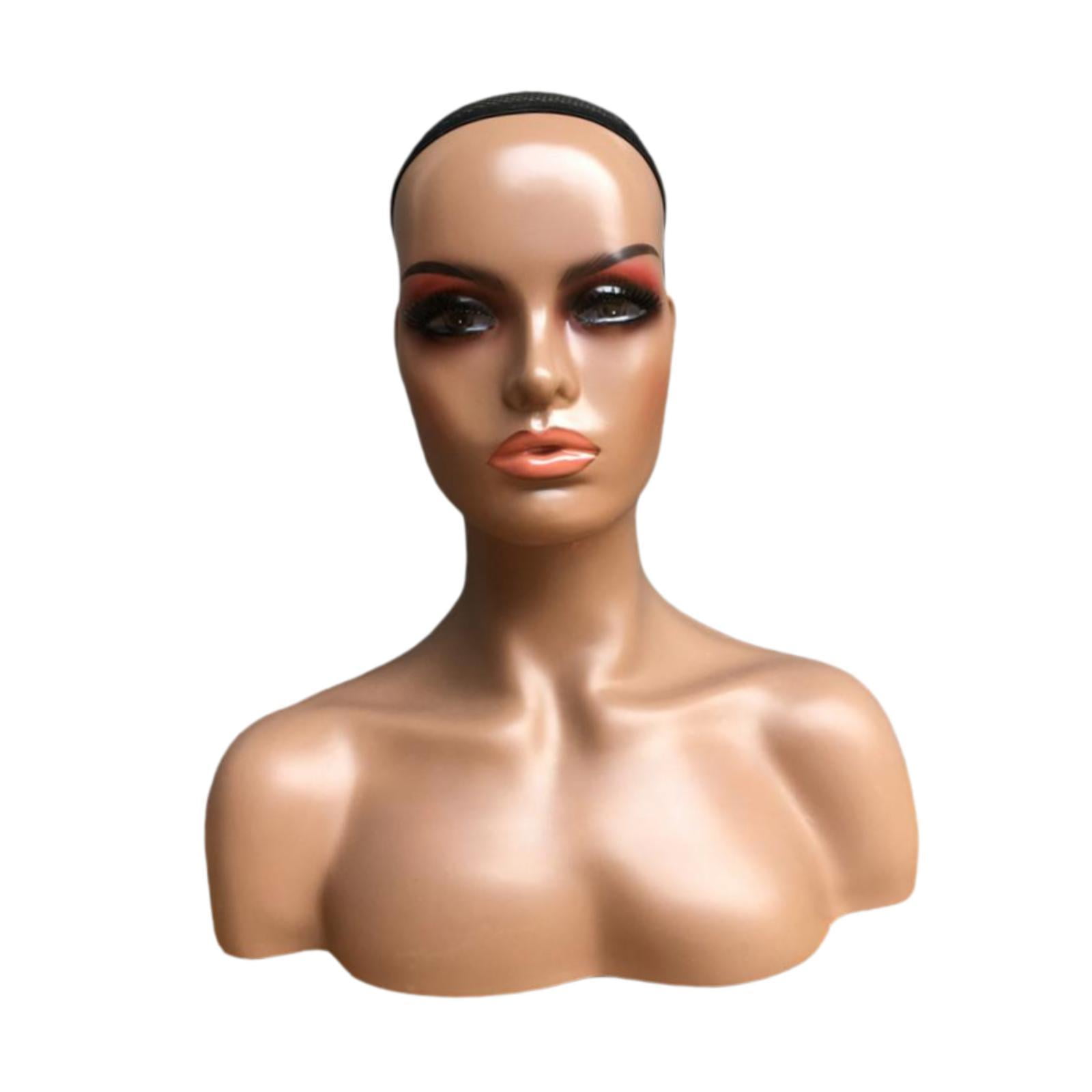 Serenable Female Mannequin Head Manikin Head Circumference 53cm Showing Stand Holder for Earrings Display Home