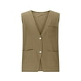thumbnail image 7 of UVEASISHA Mens Cotton Linen Vest Sleeveless Button Down V Neck Lightweight Shirts Solid Color Casual Loose Waistcoat with Pockets Khaki XXL, 7 of 7