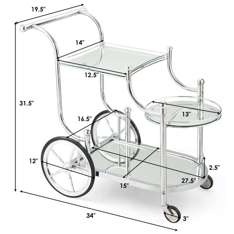 Finihen Rolling Cart, Kitchen Island Cart, Kitchen Rolling Bar Cart with Tempered Glass, for Kitchen, Dining Room Finihen Rolling Cart, Kitchen Island Cart, Kitchen Rolling Bar Cart with Tempered Glass, for Kitchen, Dining Room