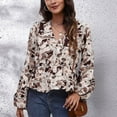 thumbnail image 2 of Womens Fall Winter Tunic Tops Trendy Printed V Neck Lantern Sleeve Tshirts Casual Comfy Ladies Dressy Blouses Tees, 2 of 9