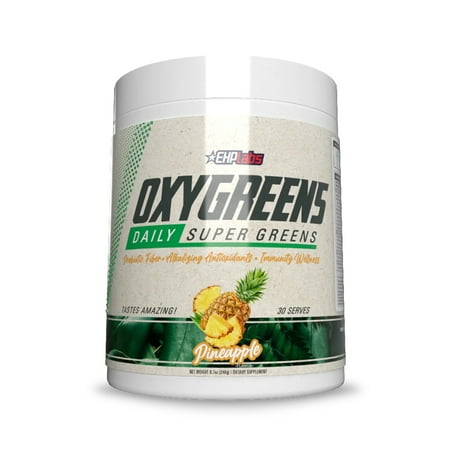 EHPlabs OxyGreens Super Greens Powder - Spirulina & Chlorella Superfood  Green Juice Powder & Greens Supplements with Prebiotic Fibre  Antioxidants & Immunity Support  30 Serves (Pineapple)