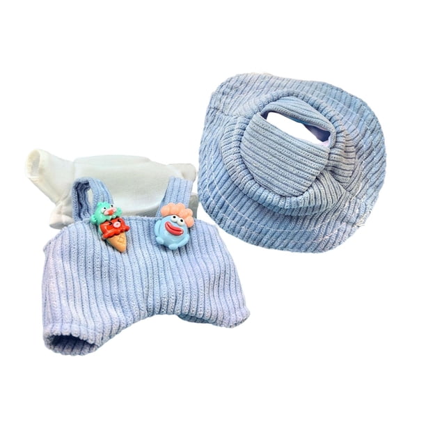 Ropa para muñecas de 5,91 pulgadas, ropa elegante, accesorios para muñecas de felpa, hazlo tú mismo con tu muñeca, linda camiseta y pantalones para Azul