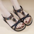 thumbnail image 4 of Sandalias planas para mujer, zapatos de playa informales, tobillo elástico antideslizante para viajes al aire libre, 4 of 9