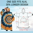 thumbnail image 4 of Oversized Wearable Blanket Hoodie,Orange Blue Tie Dye Spiral Pattern Sherpa Blanket Hoodie with Super Pockets,Super Warm Fuzzy Pullover for Women & Men, 4 of 6