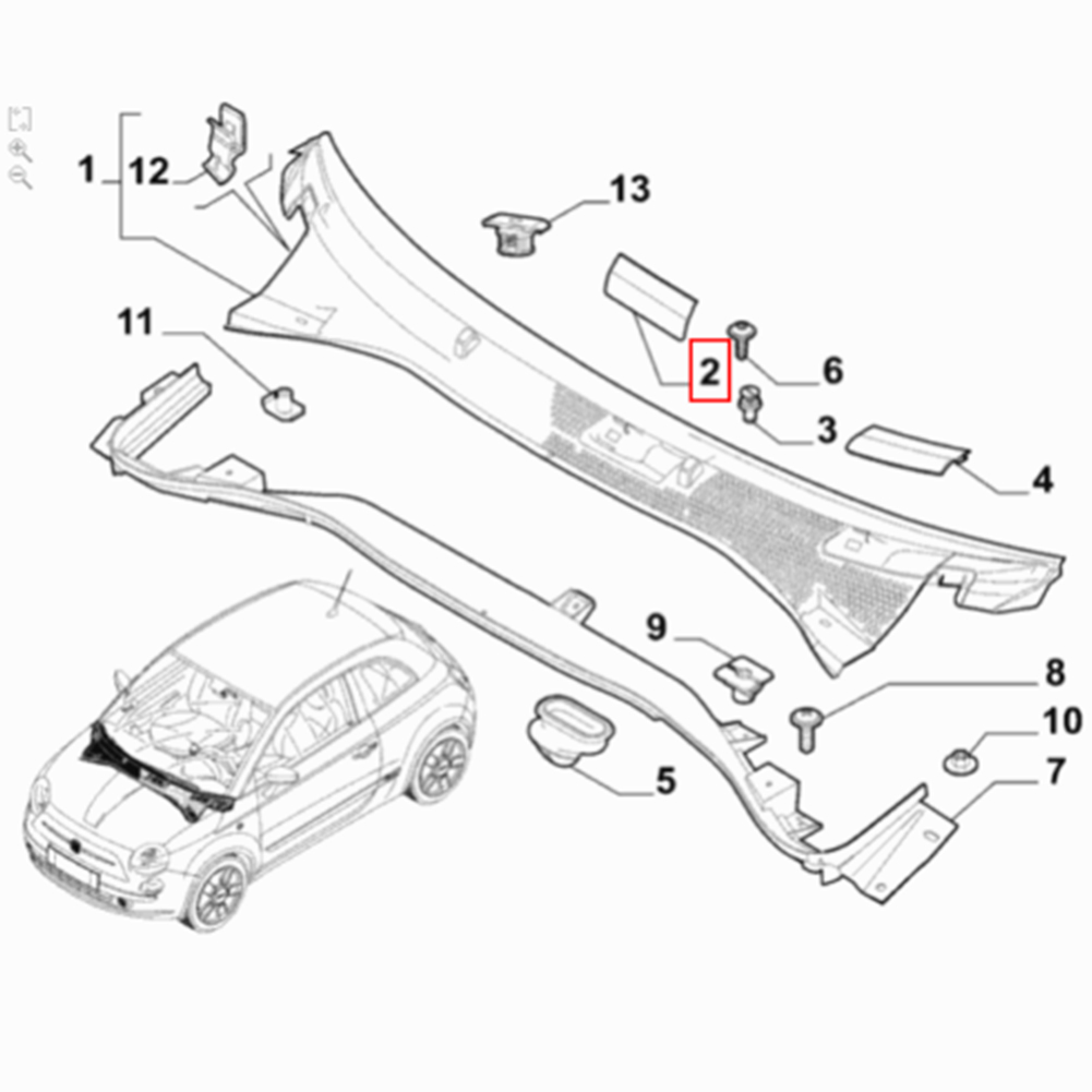 735452714 Exterior Left Hand Wiper Scuttle Panel Trim Fits for 500 Wiper Scuttle Cover 735452714 Exterior Left Hand Wiper Scuttle Panel Trim Fits for 500 Wiper Scuttle Cover