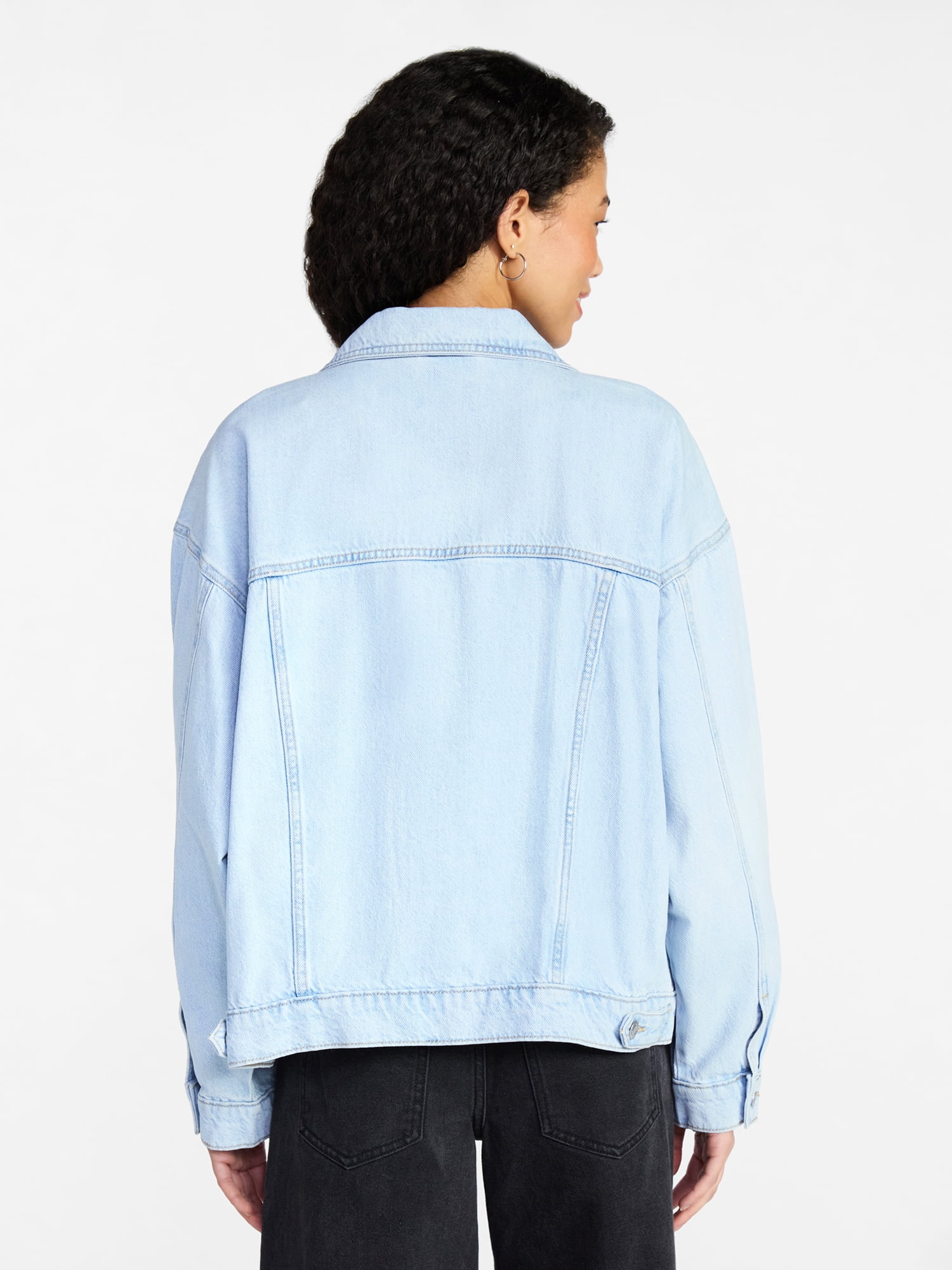 No Boundaries Oversized Cotton Denim Jacket, Women's XXS-XXL