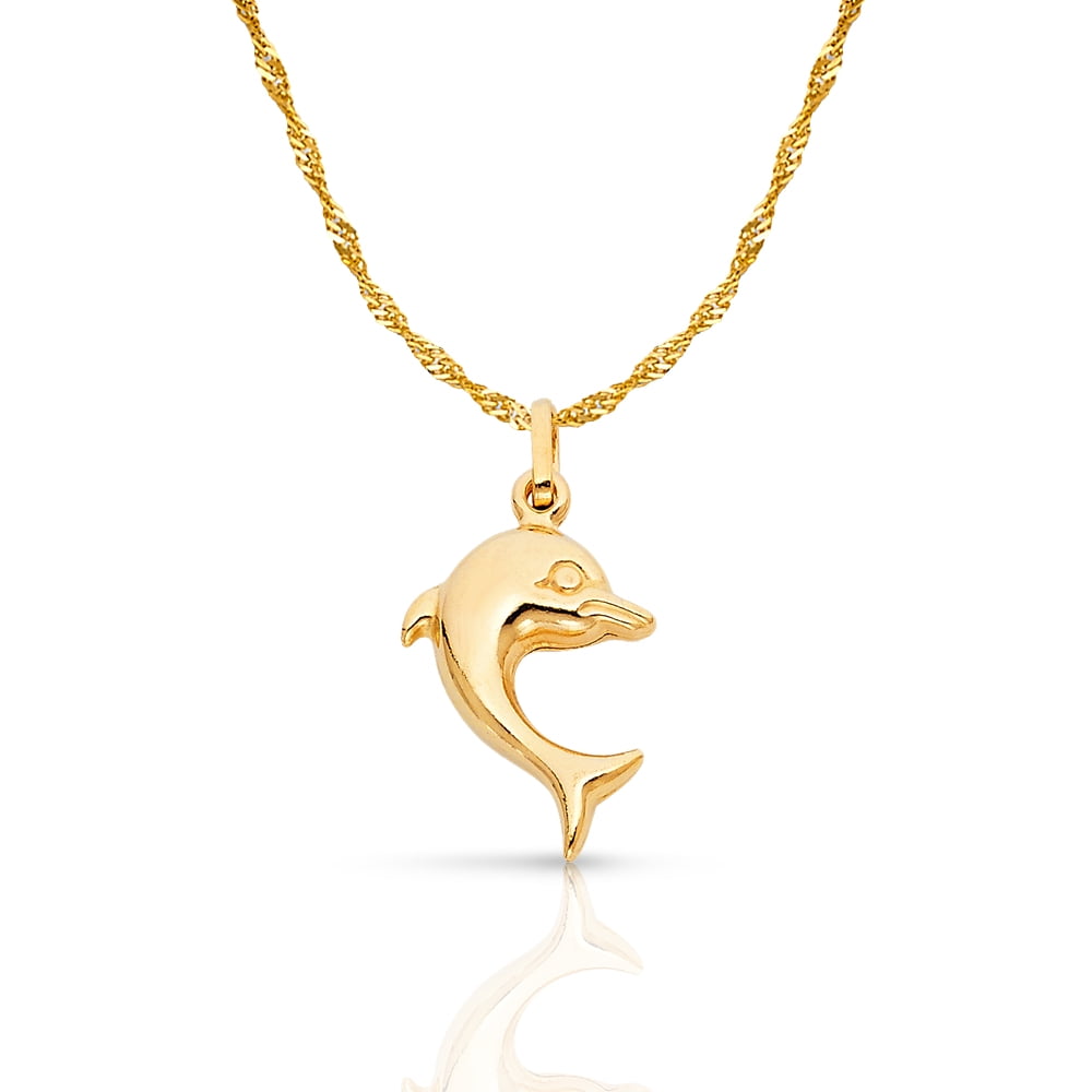 Details about   Gold Hoop Jumping Dolphin Pendant