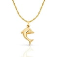 thumbnail image 1 of 14K Yellow Gold Jumping Dolphin Prosperity Charm Pendant with 1.2mm Singapore Chain Necklace - 22", 1 of 6