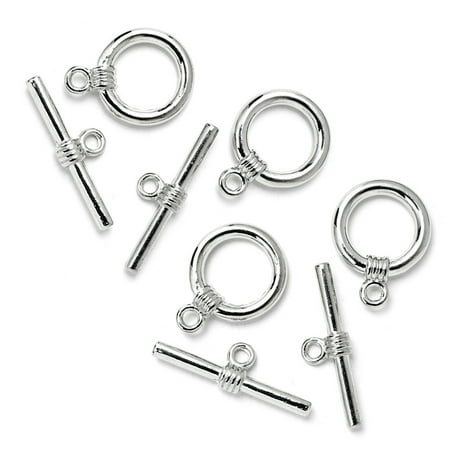 Silver Large Round Toggle, 4 Piece