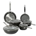 thumbnail image 1 of Sur La Table Kitchen Essentials - Juego de ollas y sartenes de aluminio forjado antiadherentes con interior de cerámica de titanio sin PFA, 10 piezas, color negro, compatibles con inducción, 1 of 5