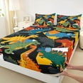 thumbnail image 3 of jejeloiu Vintage Dinosaur Twin Sheet Sets,Wild Animal Twin Fitted Sheet,Colorful Dino Flat Sheet For Boys Kids,Microfiber Bedroom Decor,3pcs, 3 of 7