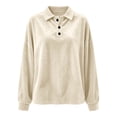 thumbnail image 7 of Women Winter Warm Velvet Tops Polo Neck Casual Fashion Soft Long Sleeve Oversized Blouses Khaki S, 7 of 7