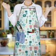 thumbnail image 6 of Pioneer Flower Floral Print Pattern Apron-Garden Aprons for Women with Pockets-Cotton Linen Waterproof Kitchen Cooking Gardening Aprons Adjustable for Kitchen,Cooking,BBQ and Salon 33x27 Inch, 6 of 7