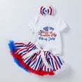 thumbnail image 2 of TOWED22 My 1st 4th Of July Baby Girl Outfits Newborn Clothes Ruffled Romper American Flag Infant Dress Headband 0-18 Months(Sky Blue,3-6 M), 2 of 4