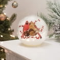 thumbnail image 6 of Mark Feldstein & Associates Woodland Cardinal Pair Rosy Red 6 x 6 Crackle Glass LED Lighted Holiday Globe, 6 of 6